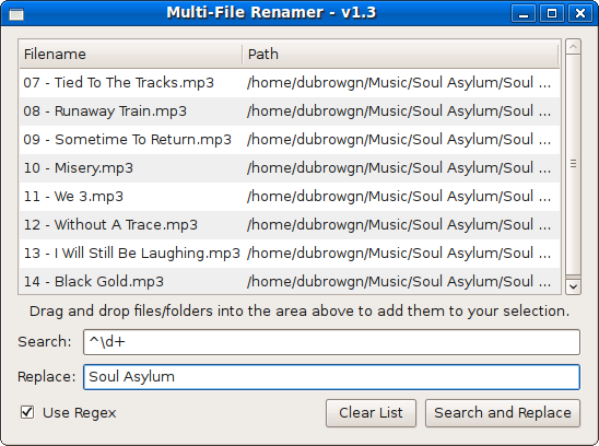 Renamer v1.3 running under Ubuntu Linux Renamer v1.3 running under Ubuntu Linux